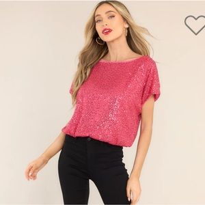 Red dress boutique I'M TEMPTED HOT PINK SEQUIN TOP